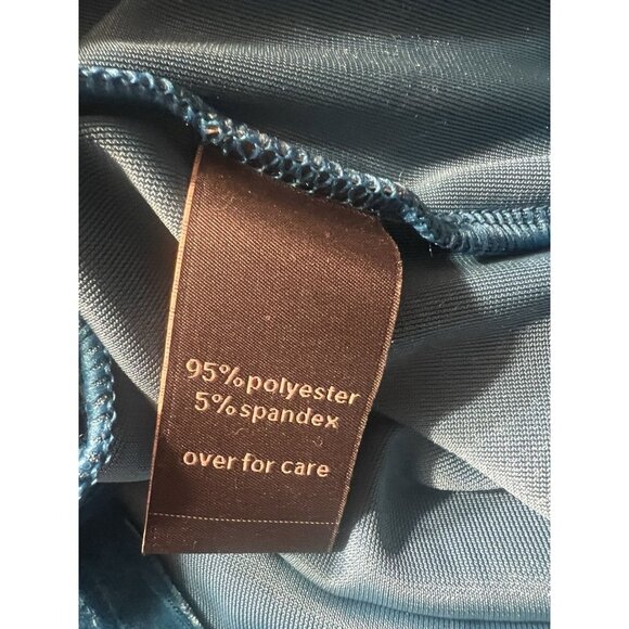 Jewel Tone Teal Blue Velour Faux Wrap Top Long Sleeve Soft Drape Party Date - Picture 9 of 10